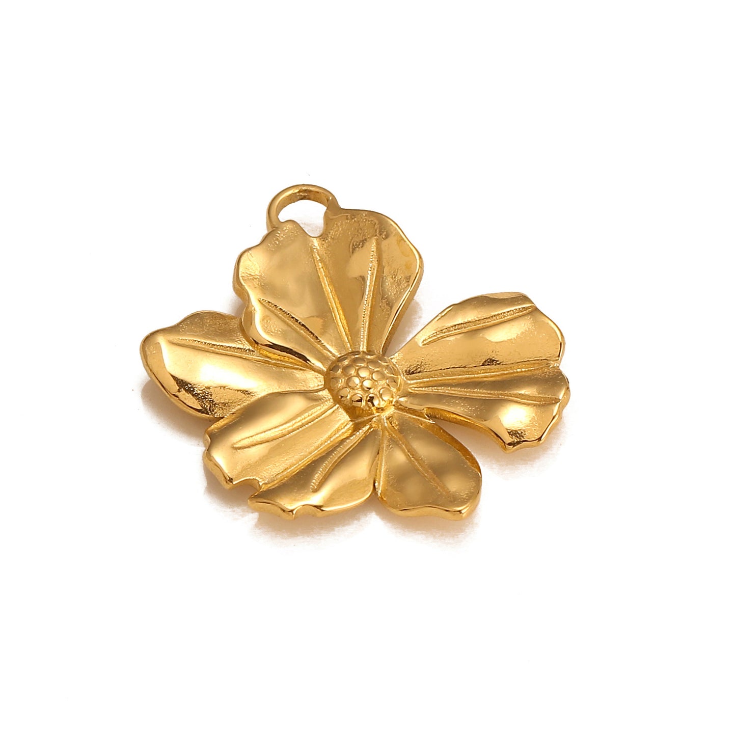 Pendentif en acier inoxydable à motif de fleur irrégulière