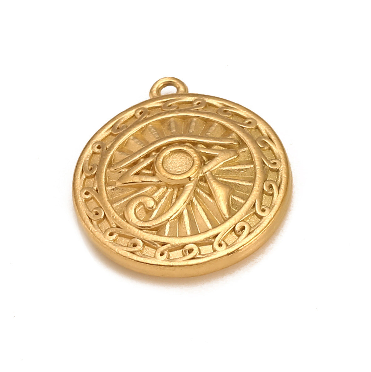 18K Gold PVD Devil's Eye Round Stainless Steel Pendant