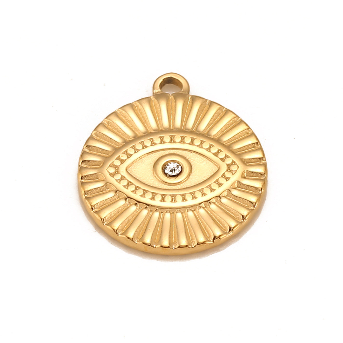 Pendentif en acier inoxydable avec zircone cubique œil du diable