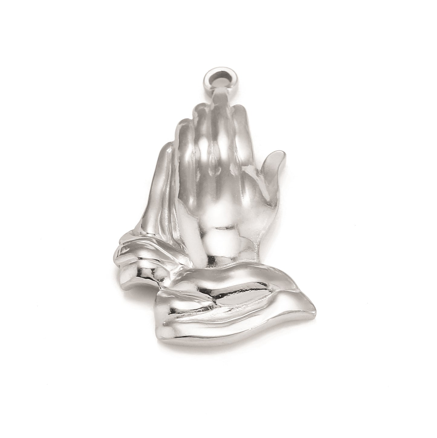 Pendentif en acier inoxydable représentant des mains en prière