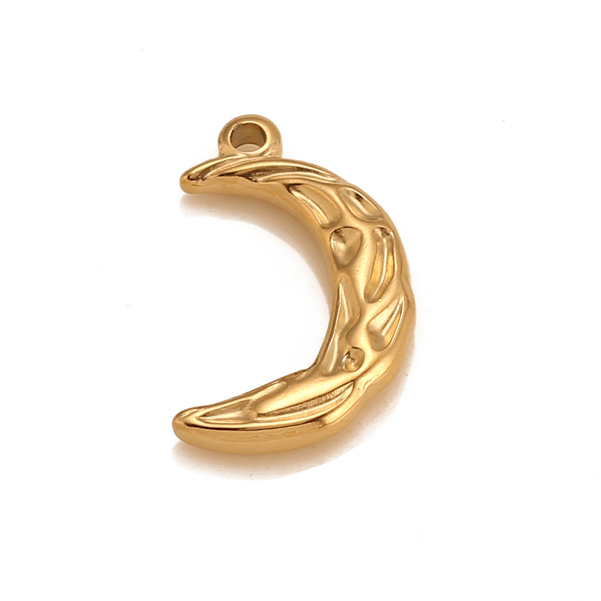 Stainless Steel Irregular Texture Moon Pendant