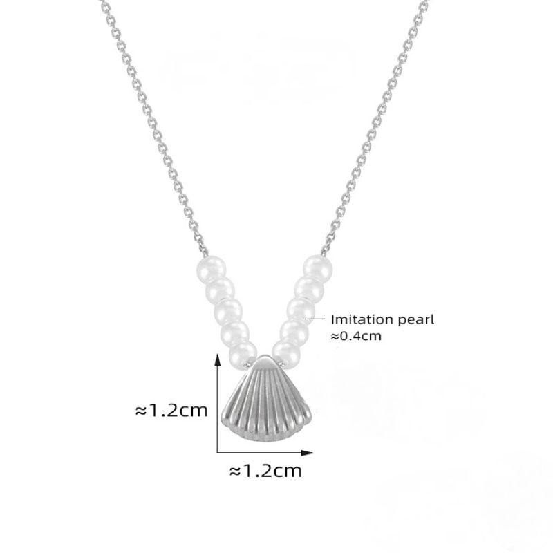 Stainless Steel Shell Pendant Freshwater Pearl Necklace