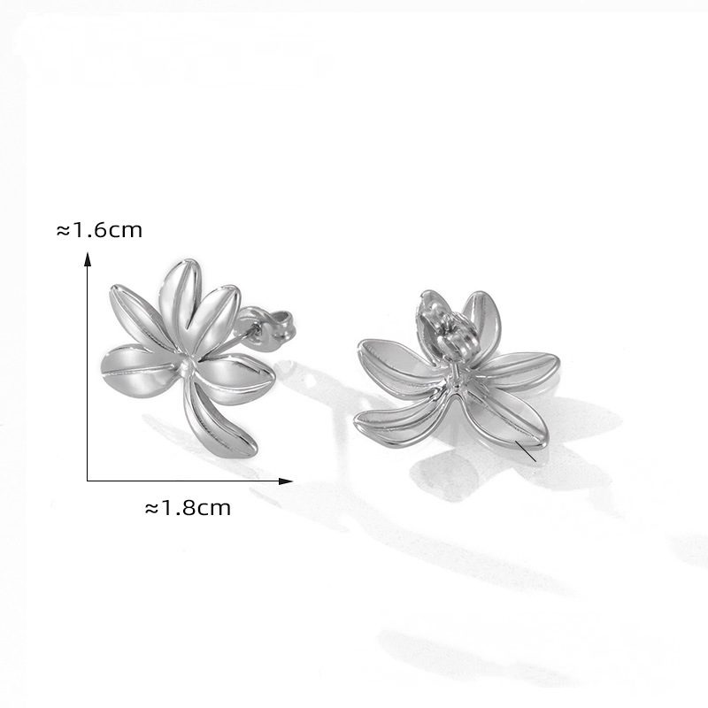 Stainless Steel 18K Gold PVD 3D Flower Earrings