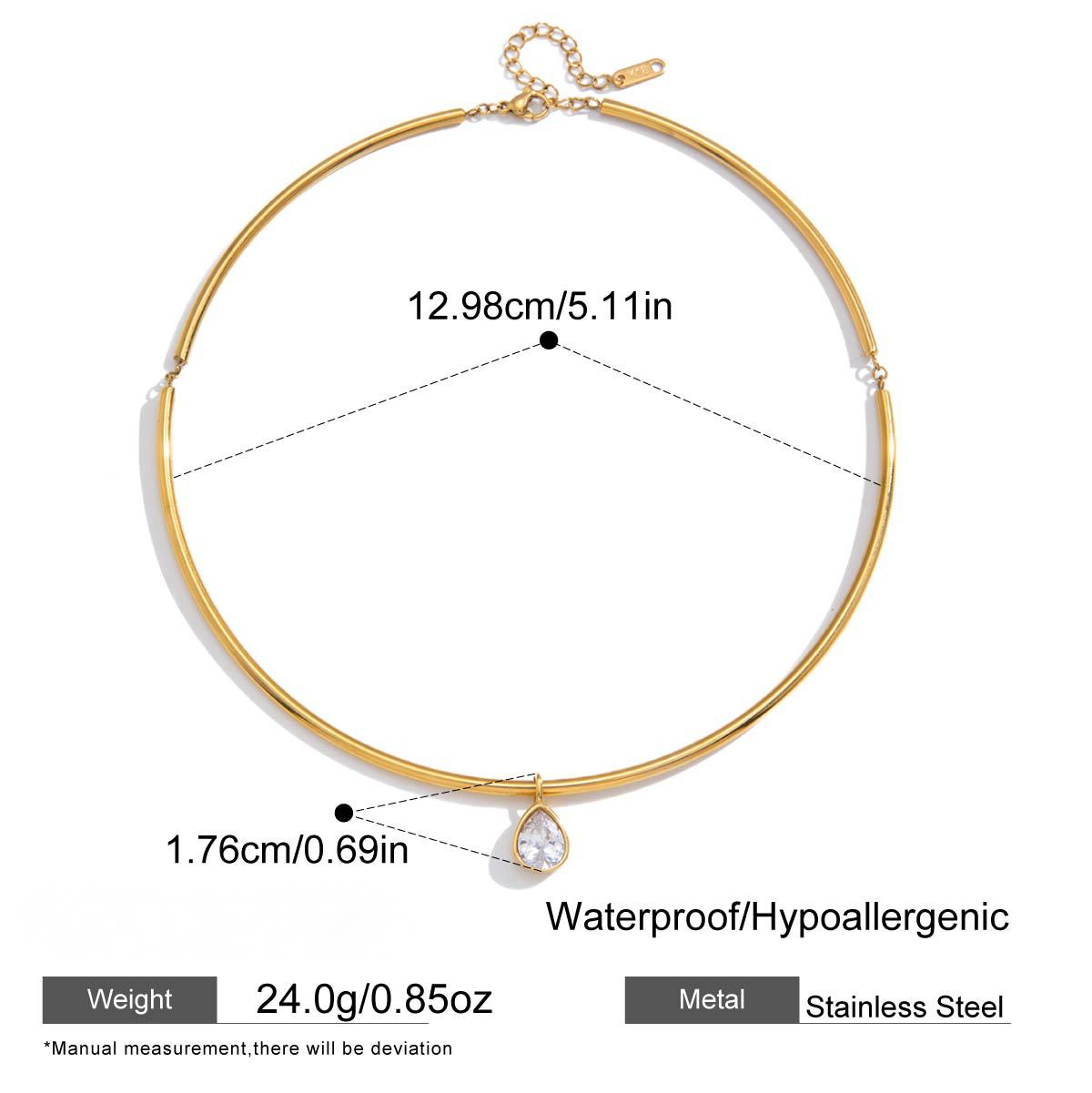 Stainless Steel White Cubic Zirconia Pendant Necklace