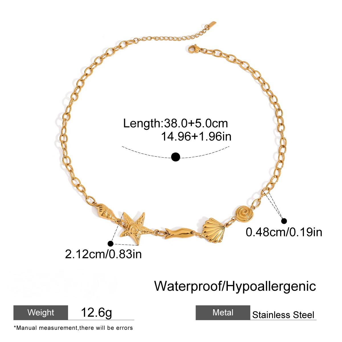 Stainless Steel Starfish Pearl Pendant Cable Chain Necklace