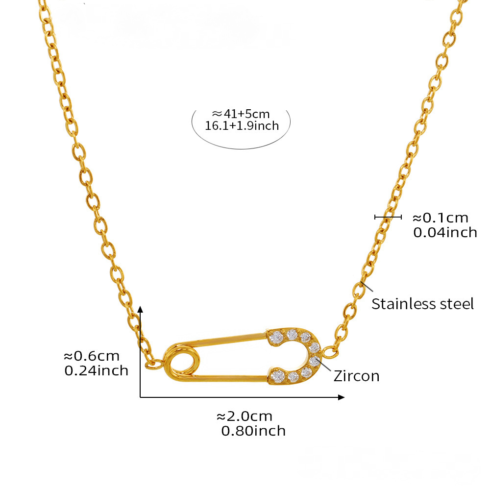 Pin Inlay Cubic Zirconia Pendant Stainless Steel Necklace Bracelet Jewelry Suit