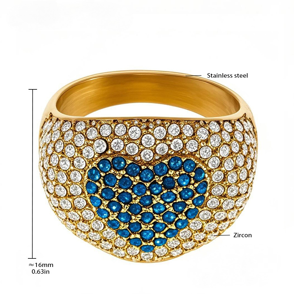 Stainless Steel Cubic Zirconia Heart Ring