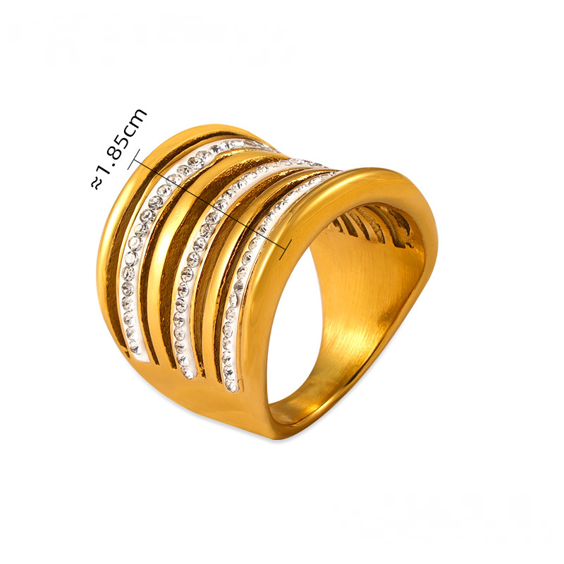 18K Gold PVD Stainless Steel Czech Diamond Ring