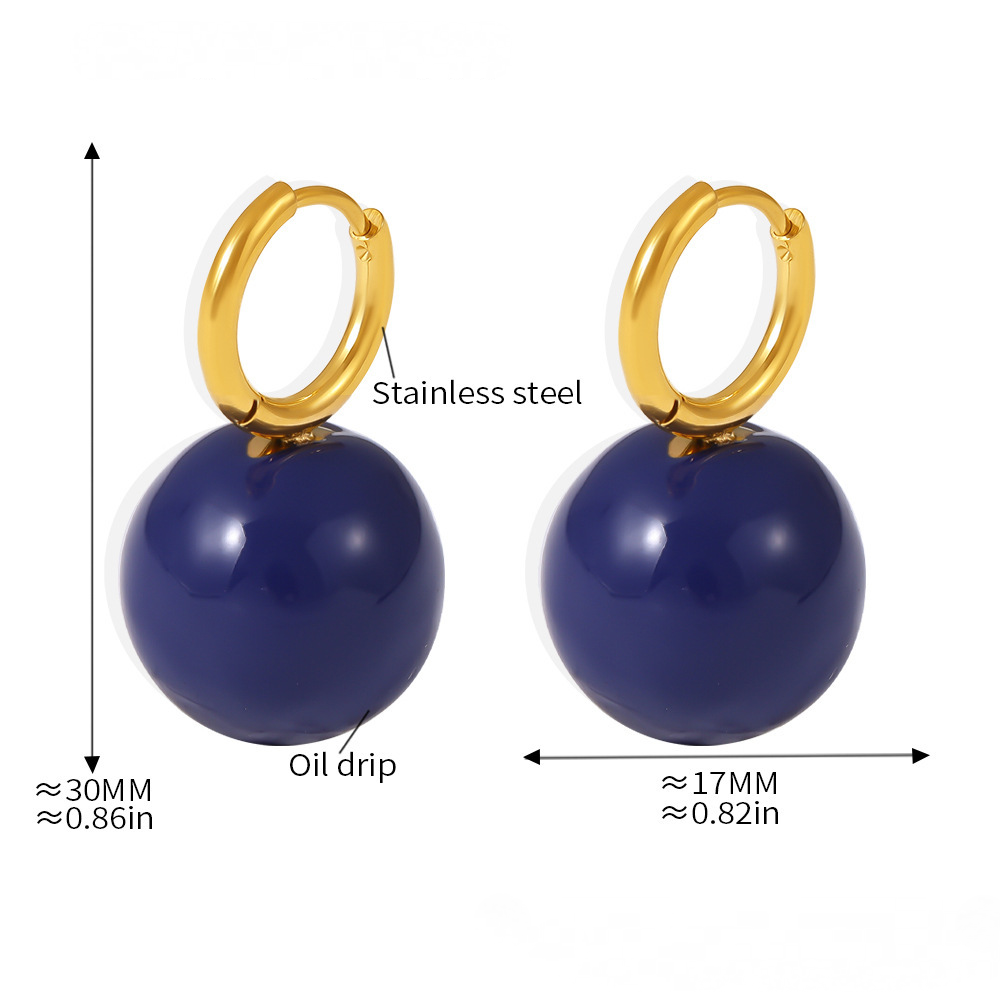 Stainless Steel Candy Color Hollow Bead Drop Earrings