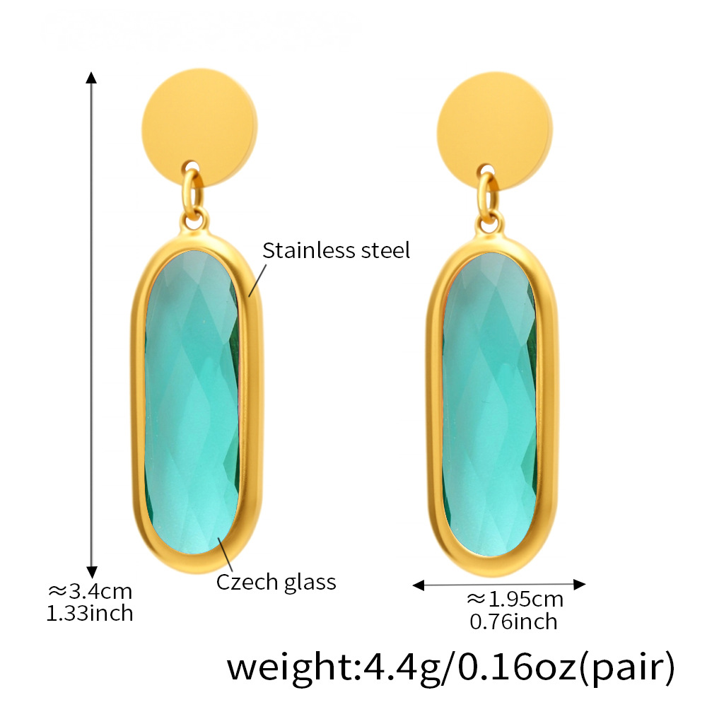 18K Gold PVD Disc Cut Glass Stud Earrings