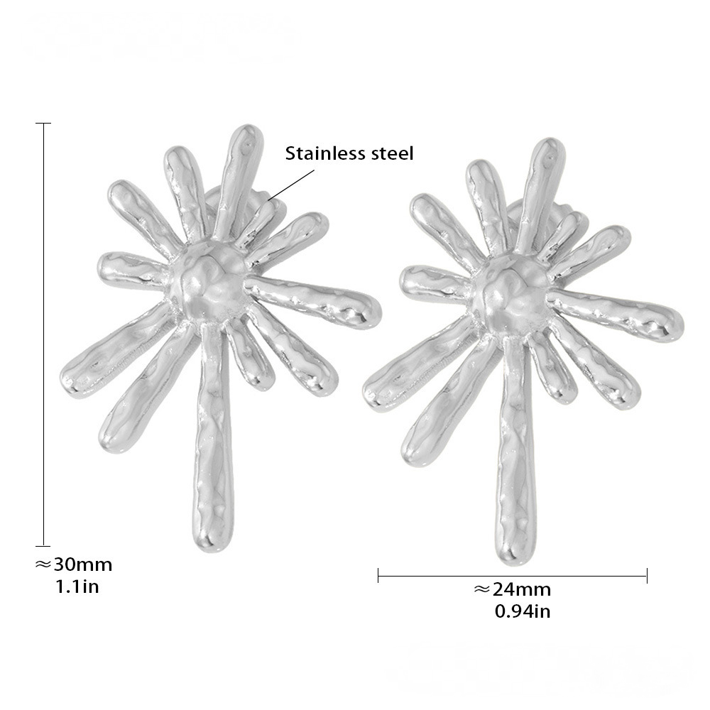 Stainless Steel Sun Shape Stud Earrings