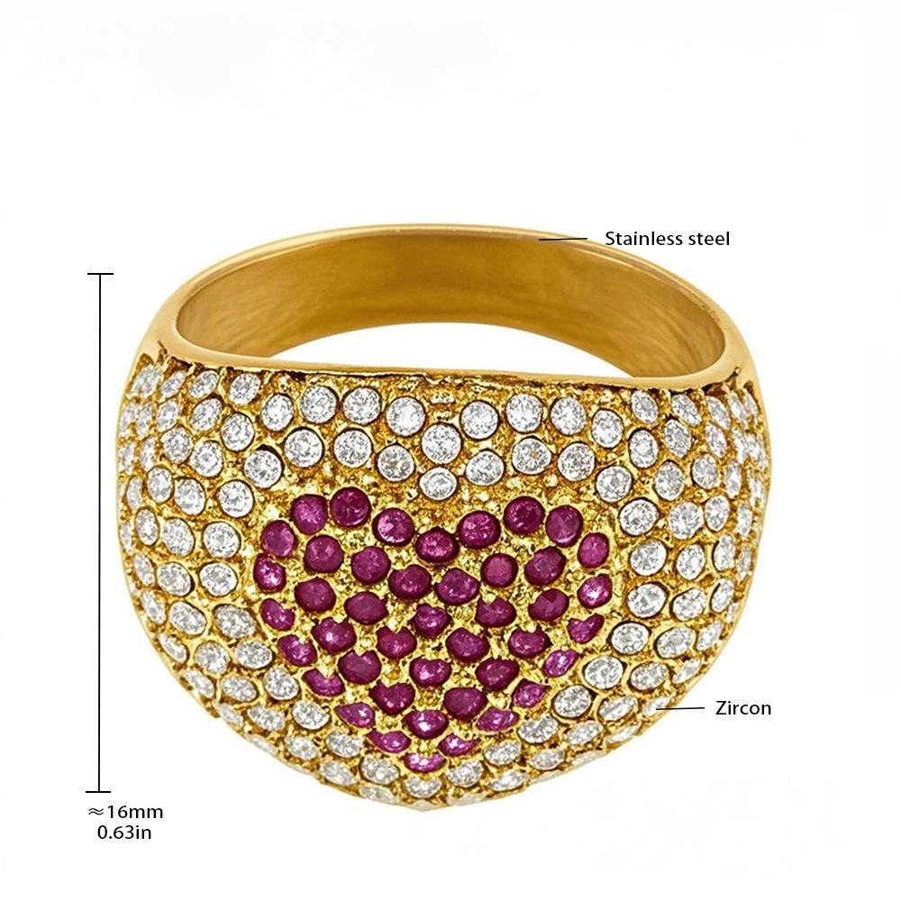 Stainless Steel Cubic Zirconia Heart Ring
