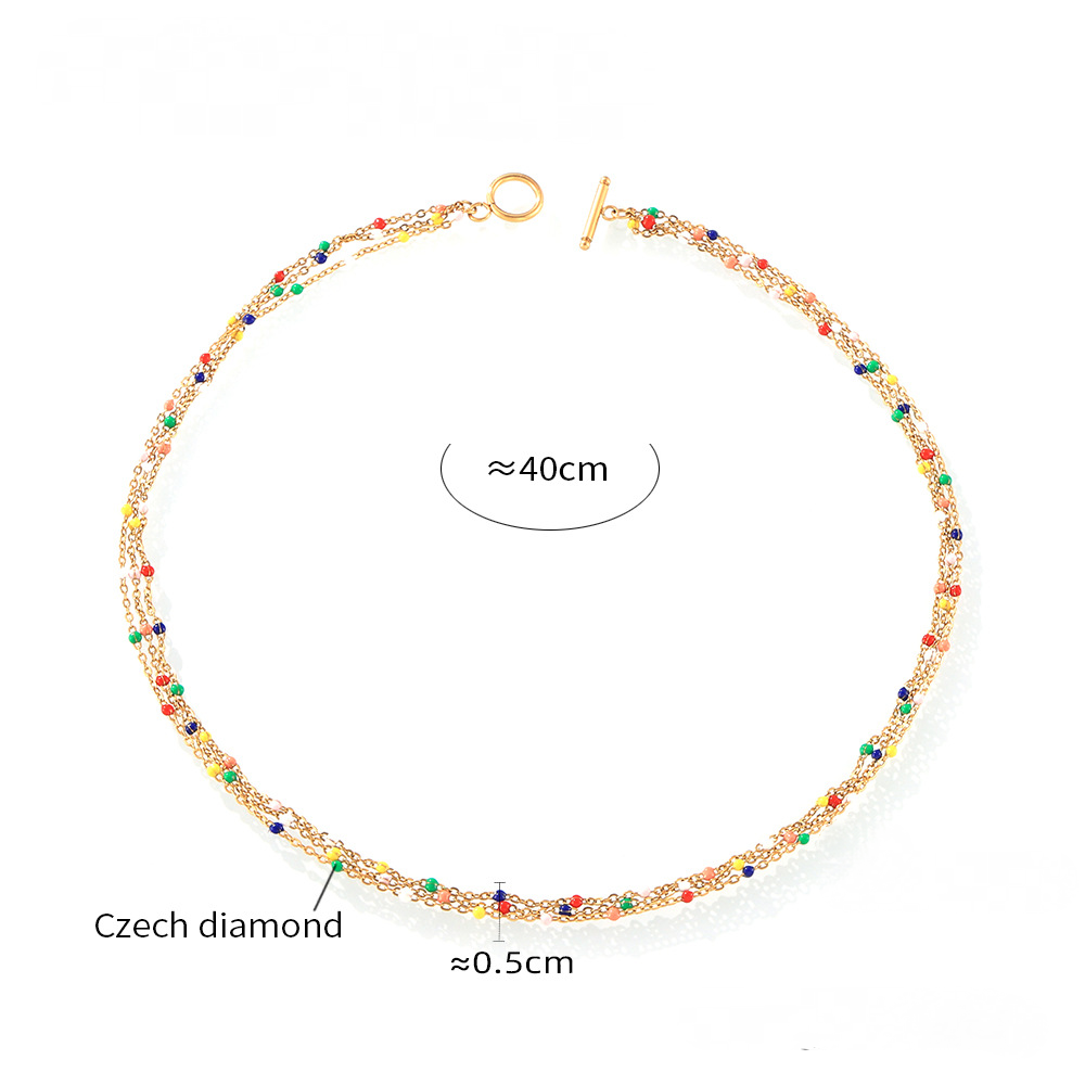 Bohemian Style Multi-layer Chain Glazed Beaded Necklace Bracelet Jewelry Suit