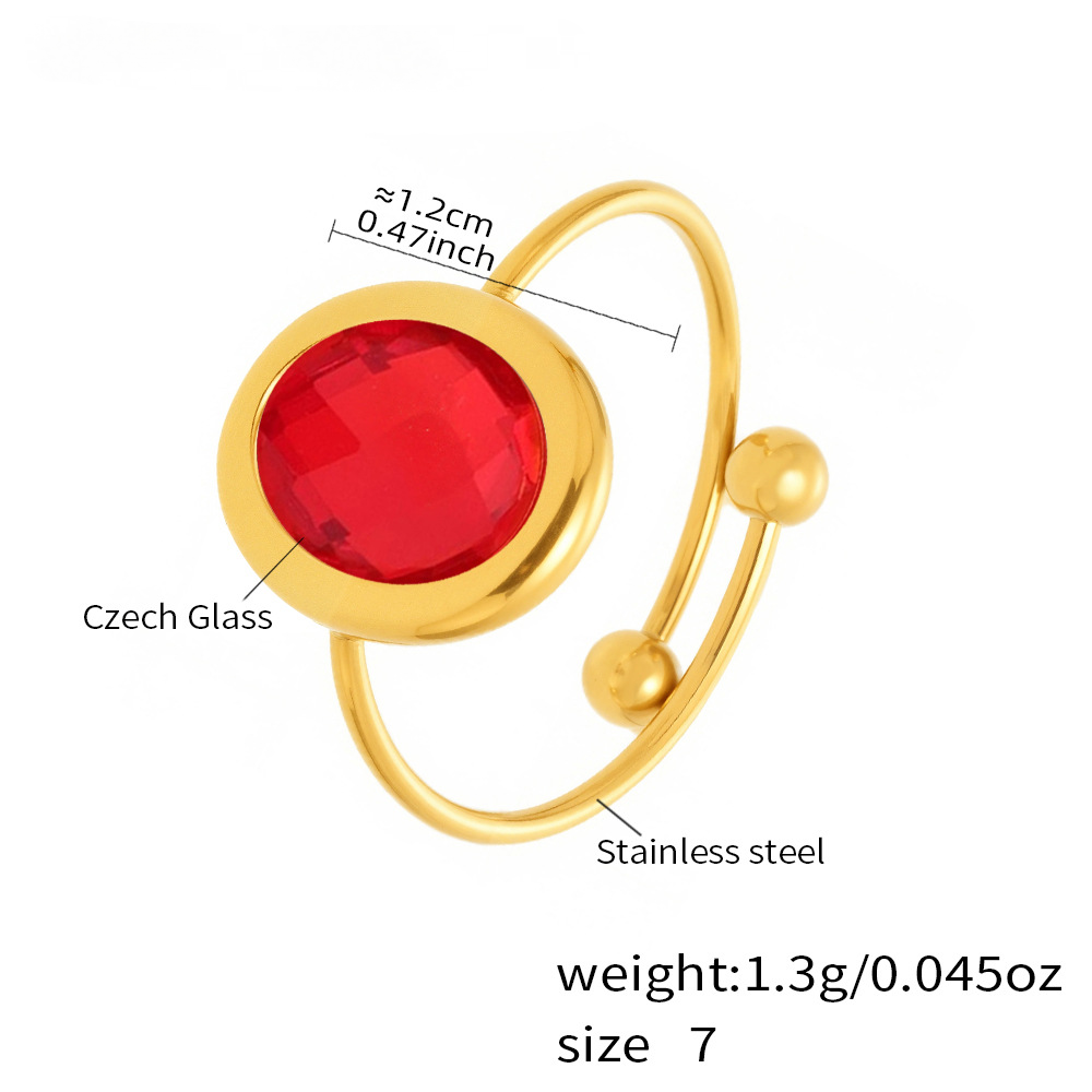 Stainless Steel 18K Gold PVD Cut Glass Steel Ball Ring