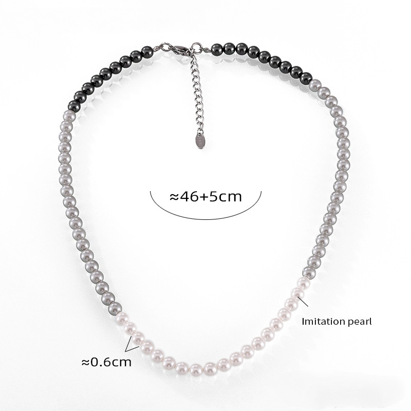 Imitation Pearl Grey & White Necklace