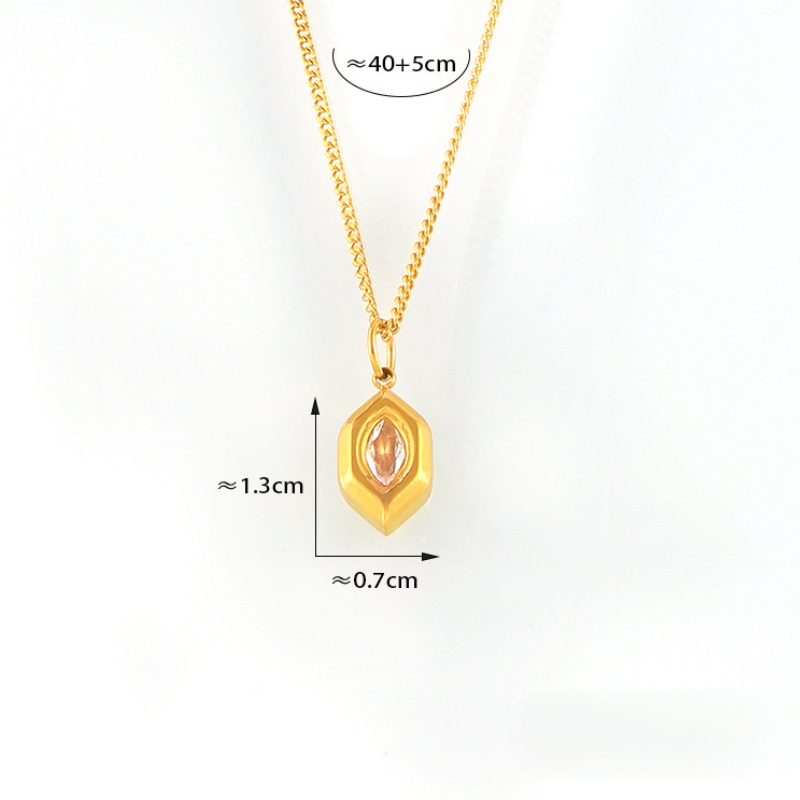 Geometric Hexagon Pendant Stainless Steel Necklace