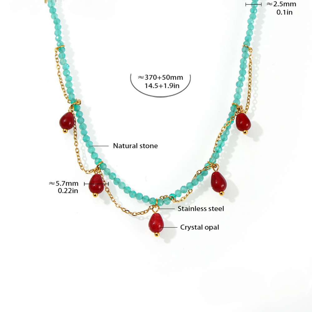 Crystal Opal Pendant Beaded Necklace