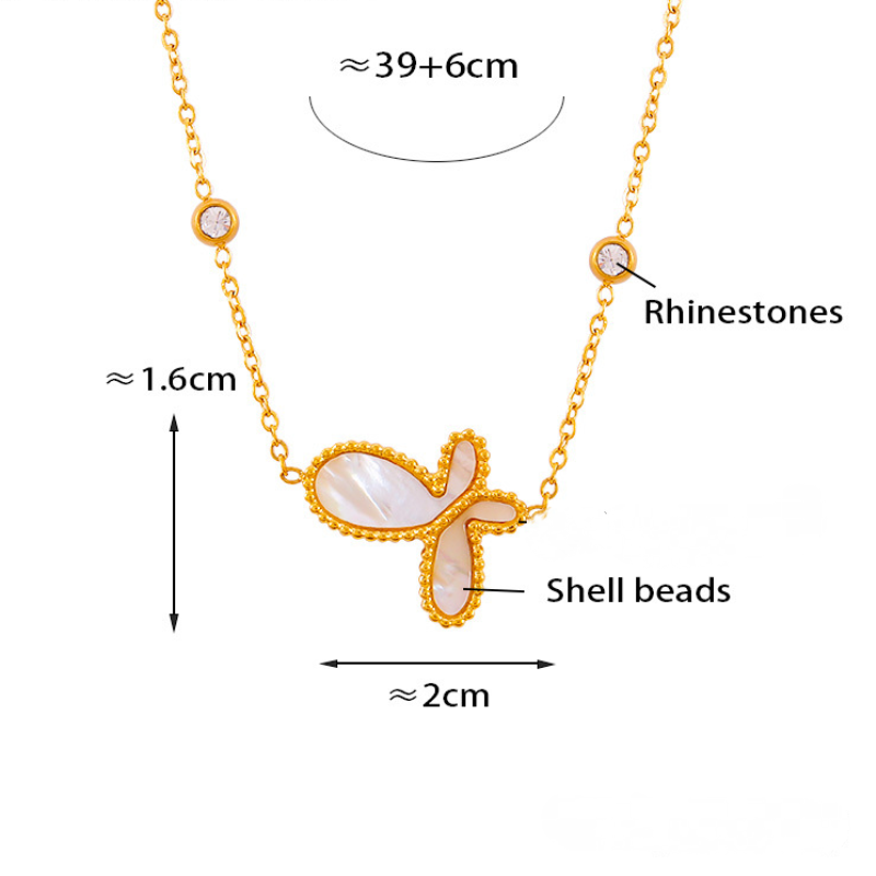 Butterfly Inlay Mother of Pearl Pendant Necklace Bracelet Earrings Jewelry Suit