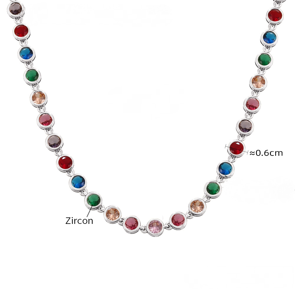 Stainless Steel Round Cubic Zirconia Necklace