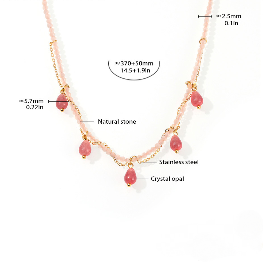 Crystal Opal Pendant Beaded Necklace