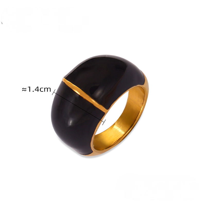 18K Gold PVD Drop Oil Stainless Steel Ring