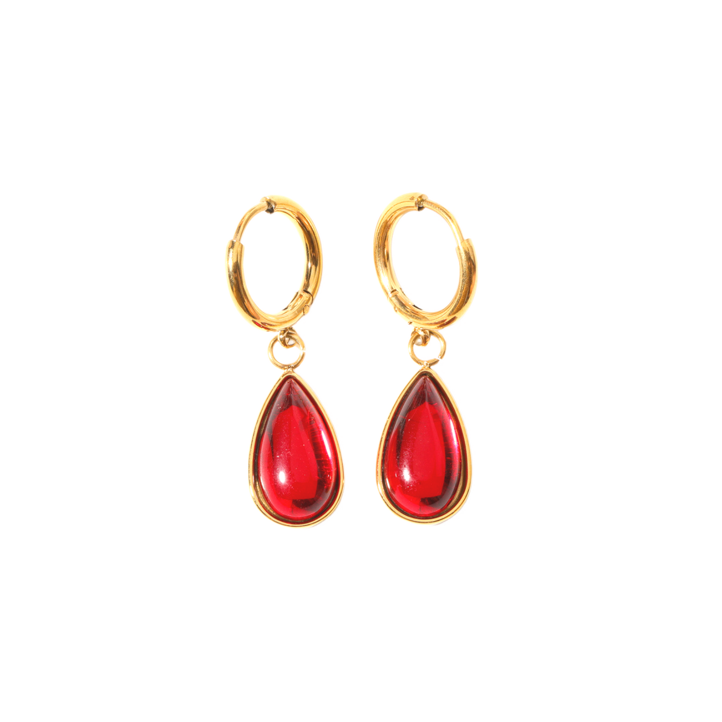 Stainless Steel Water Drop Birthstone Earrings