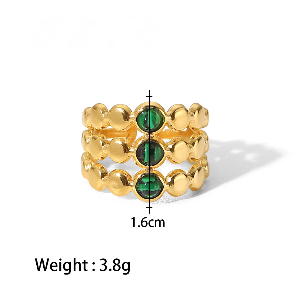 Stainless Steel Green Cubic Zirconia Ring Combination