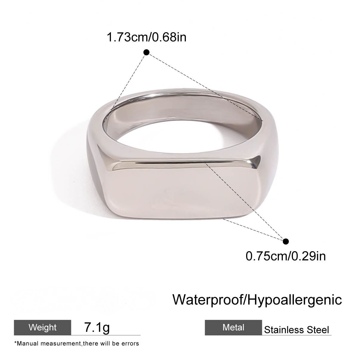 Stainless Steel Square Blank Plain Ring