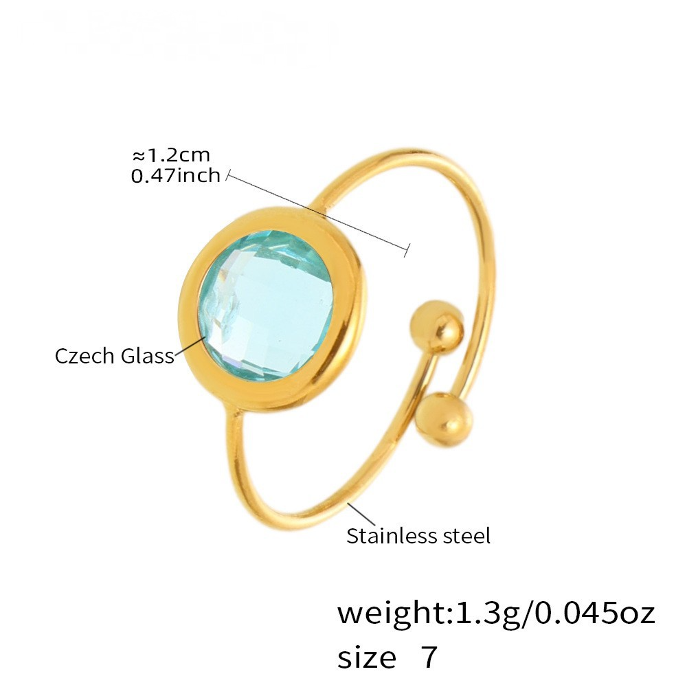 Light Luxury Crystal Round Glass Bead Ring
