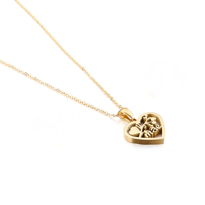 Stainless Steel Hollow Heart Shape Branch Pattern Necklace
