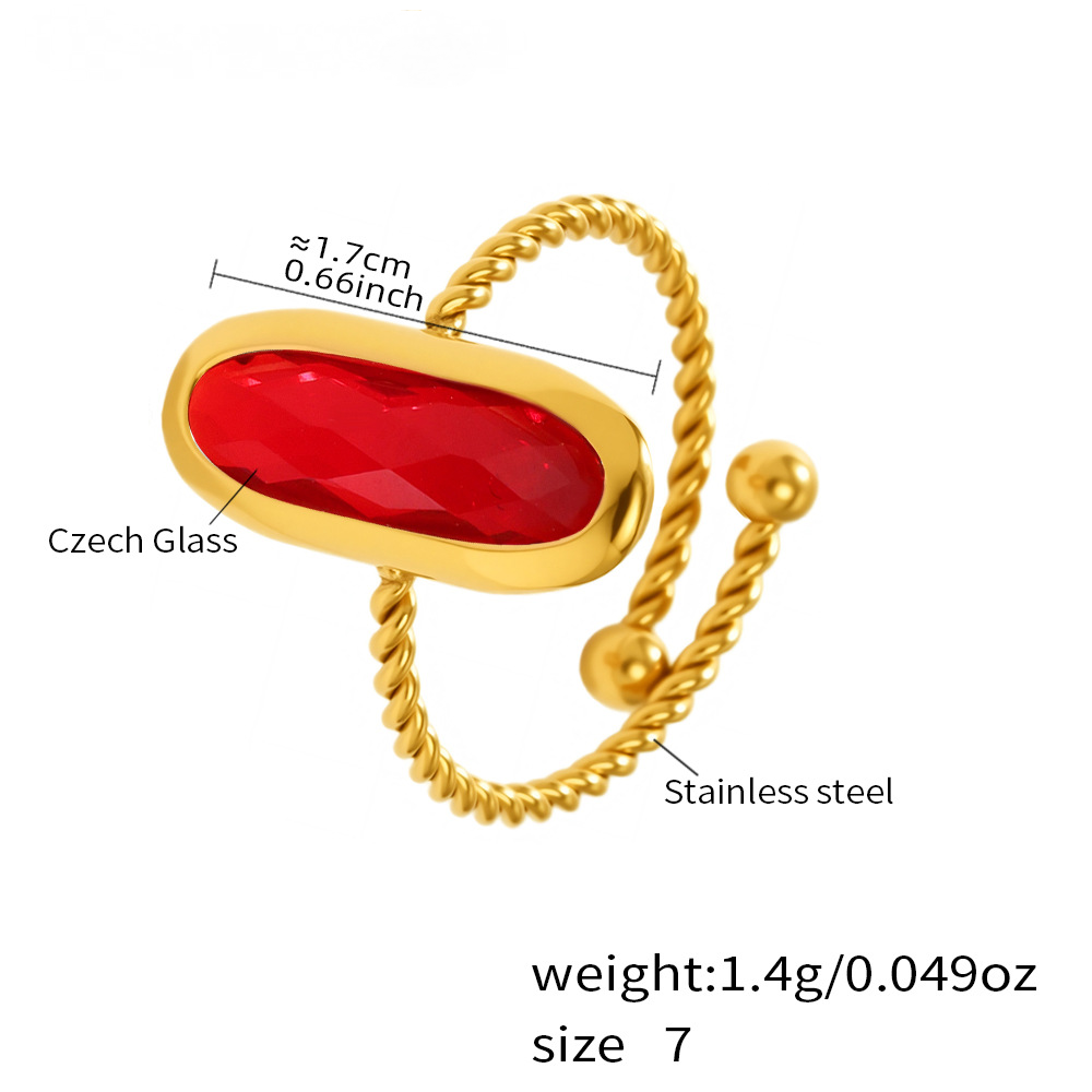 18K Gold PVD Czech Glass Threaded Steel Ball Ring