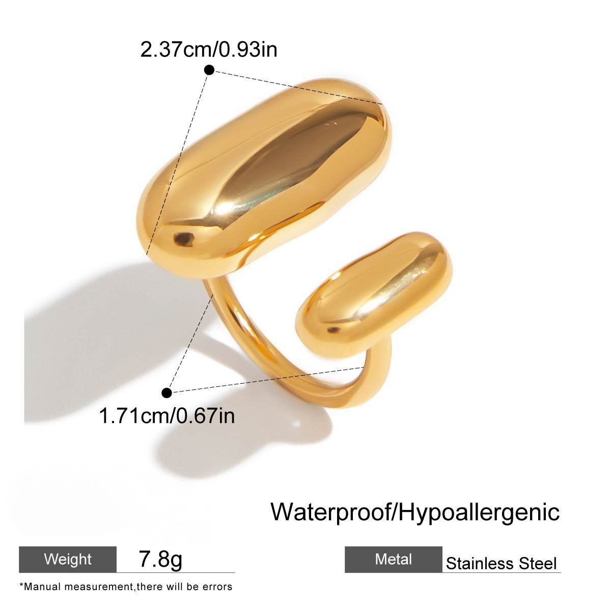 Stainless Steel 18K Gold PVD Oval-shaped Open Ring