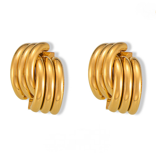 Half Ring Stitching Stainless Steel Stud Earrings