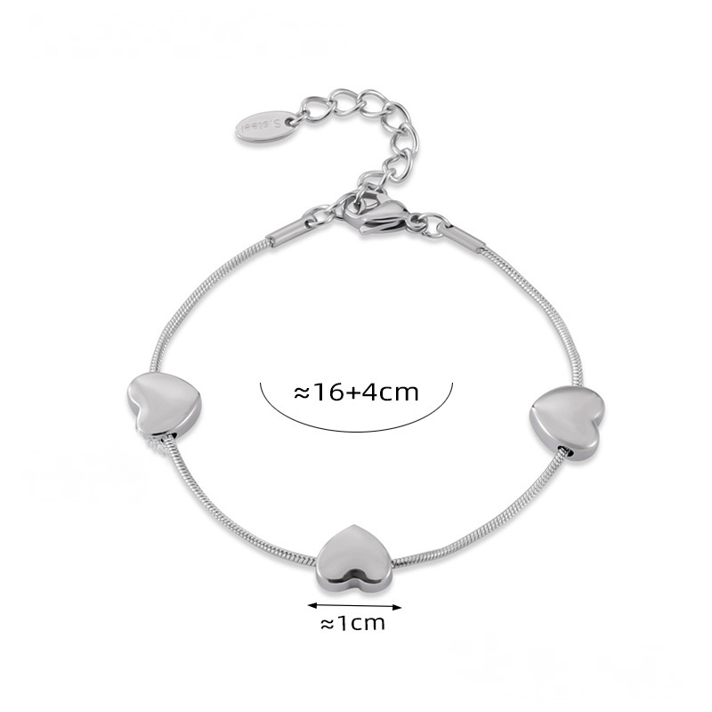 Heart Pendant Snake Chain Necklace Bracelet Jewelry Suit