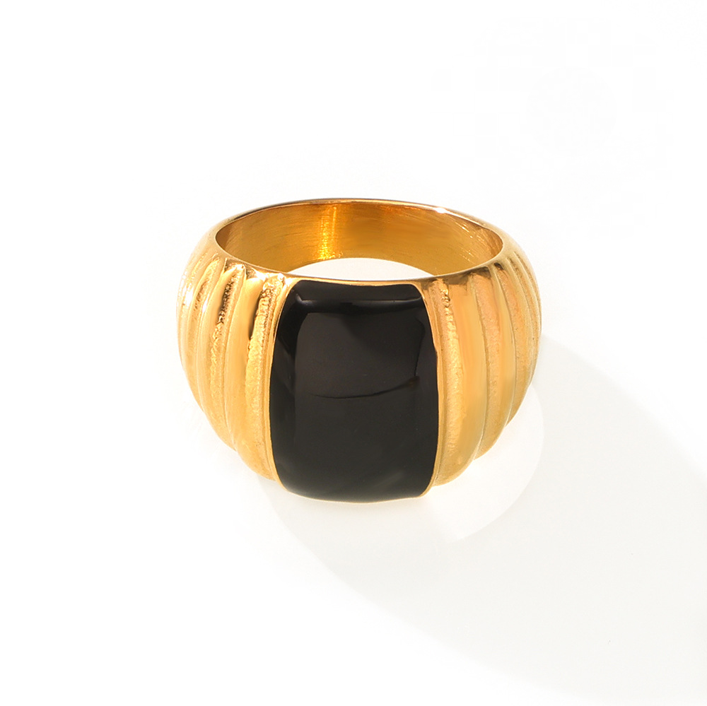 Stainless Steel Multi-layer Texture Geometric Oil Drop Ring