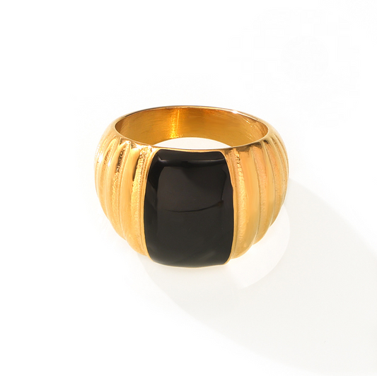Stainless Steel Multi-layer Texture Geometric Oil Drop Ring