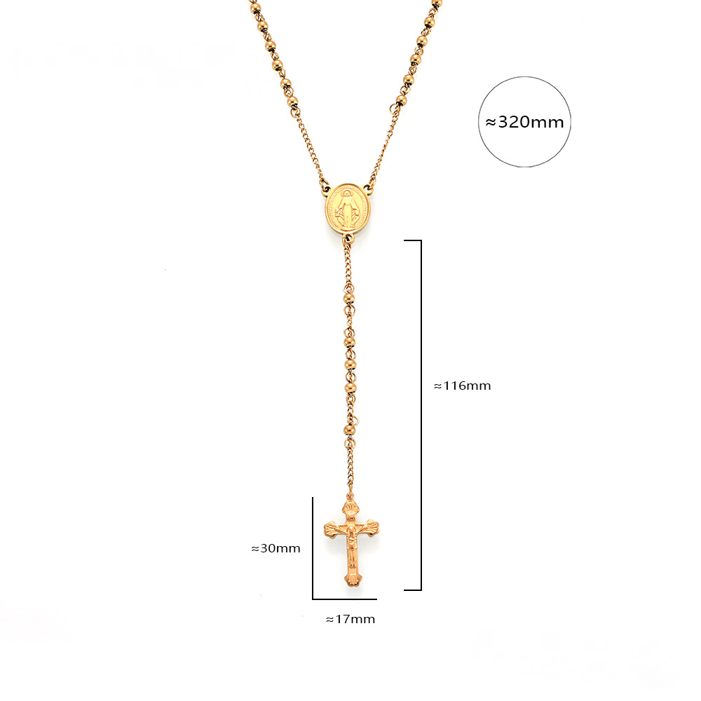 Stainless Steel Hip Hop Cross Pendant Tassel Necklace
