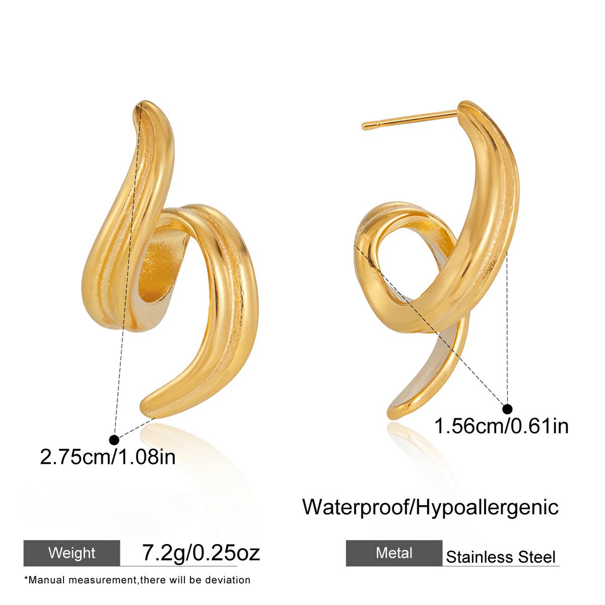 Stainless Steel Spiral Stud Earrings