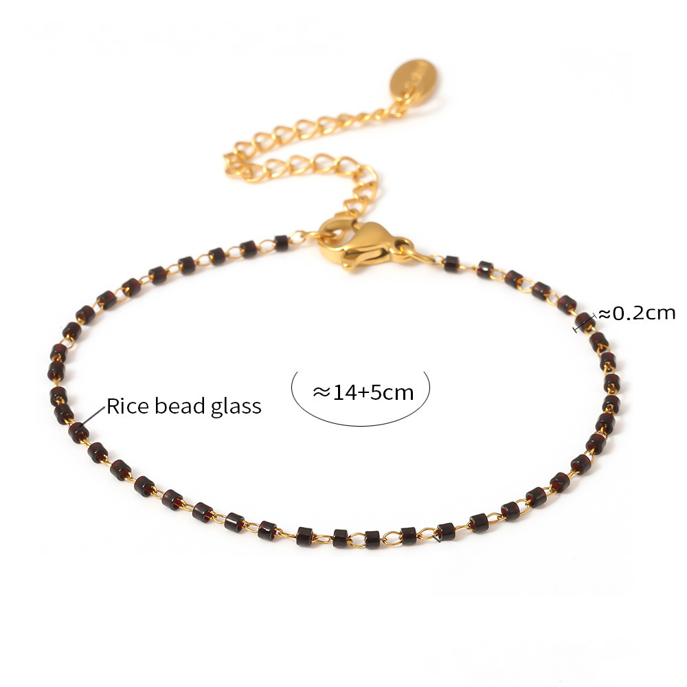 Cylindrical Black Glass Bead Necklace Bracelet Jewelry Suit