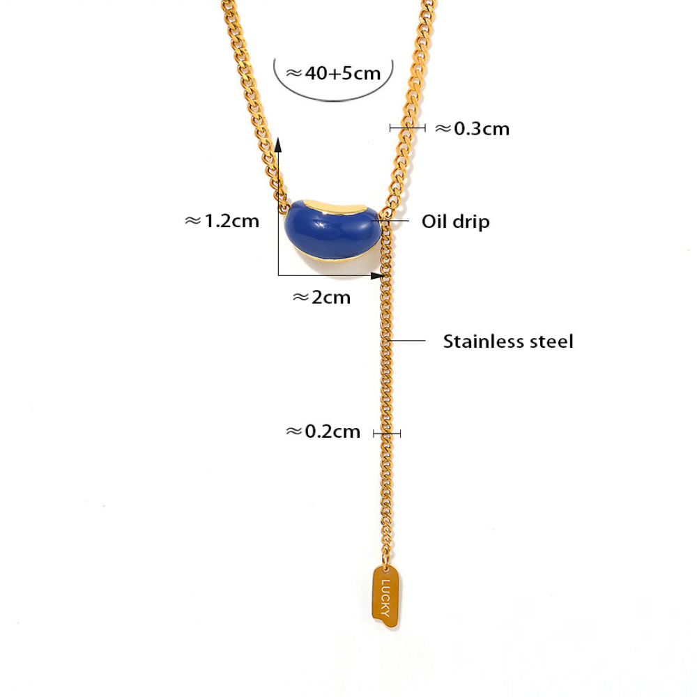 Stainless Steel Small Bean Pendant Tassel Necklace