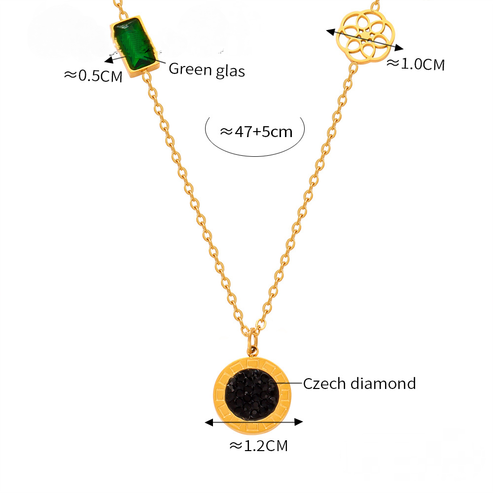 Smiley Face Bow Round Pendant Stainless Steel Necklace