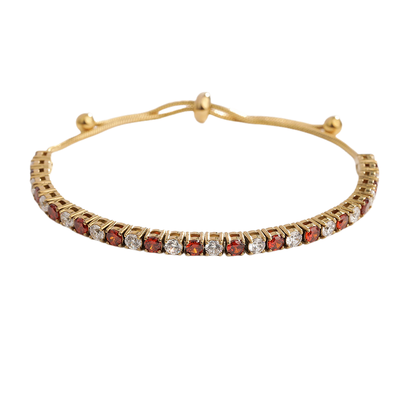 18K Gold PVD Adjustable Round CZ Tennis Bracelet
