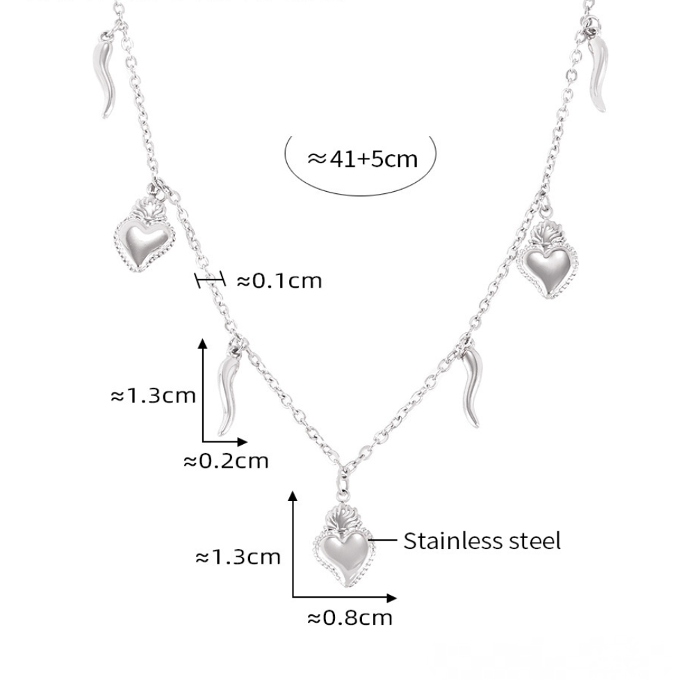Heart Pepper Pendant Bracelet Necklace Jewelry Suit