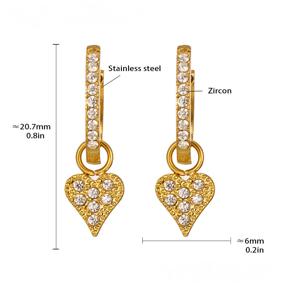Stainless Steel Butterfly Lightning Geometric Inlay CZ Drop Earrings