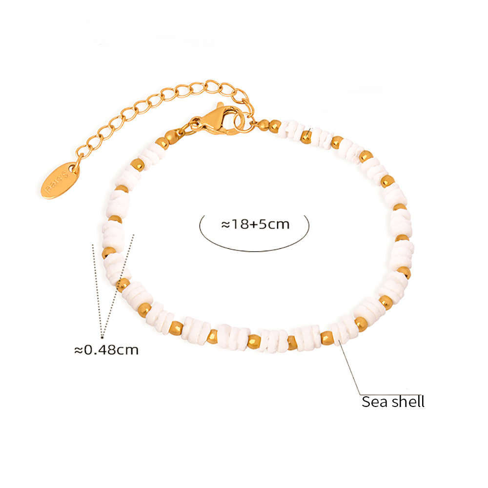 White Mother of Pearl Beaded Necklace Bracelet Jewelry Suit