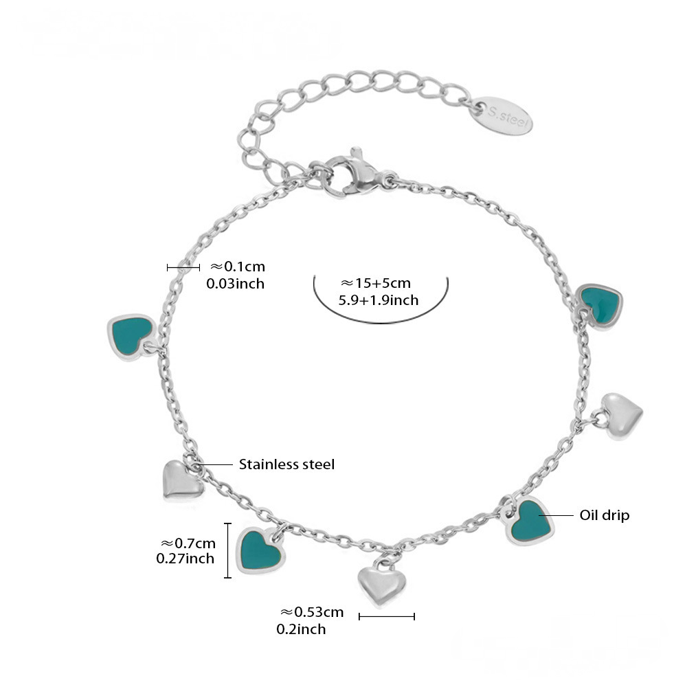 Heart Shaped Oil Drop Pendant Necklace Bracelet Jewelry Set
