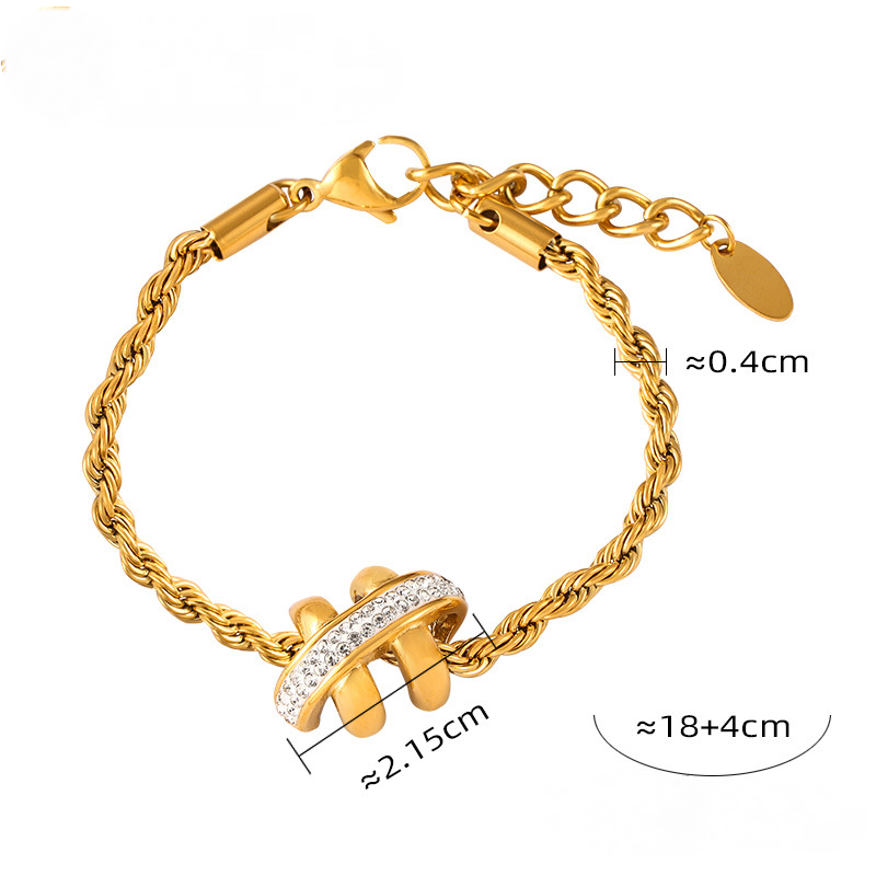 Rope Chain Geometric Pendant Necklace Bracelet Cubic Zirconia Ring Earrings Jewelry Suit