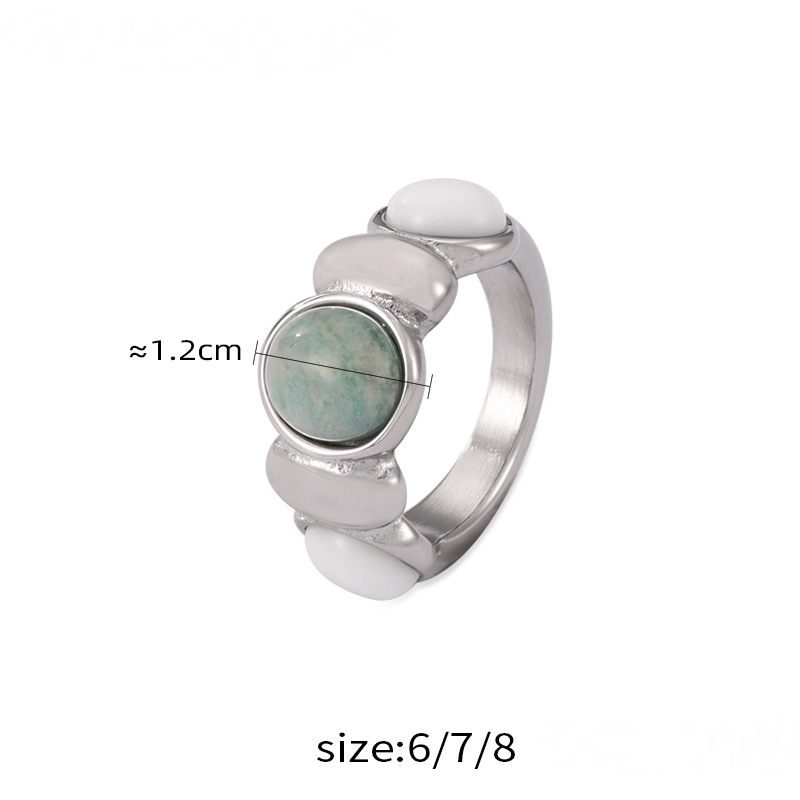 Natural Stone Stitching Round Beads Ring Earrings Bracelet Jewelry Suit
