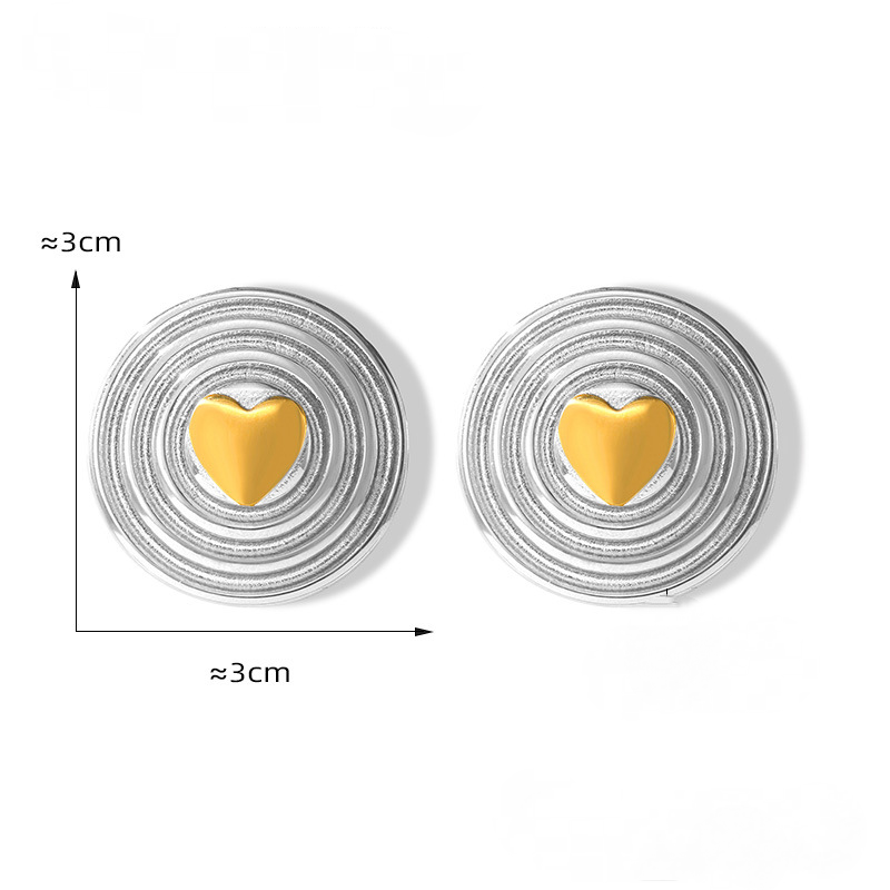 Stainless Steel Heart Shield Stud Earrings