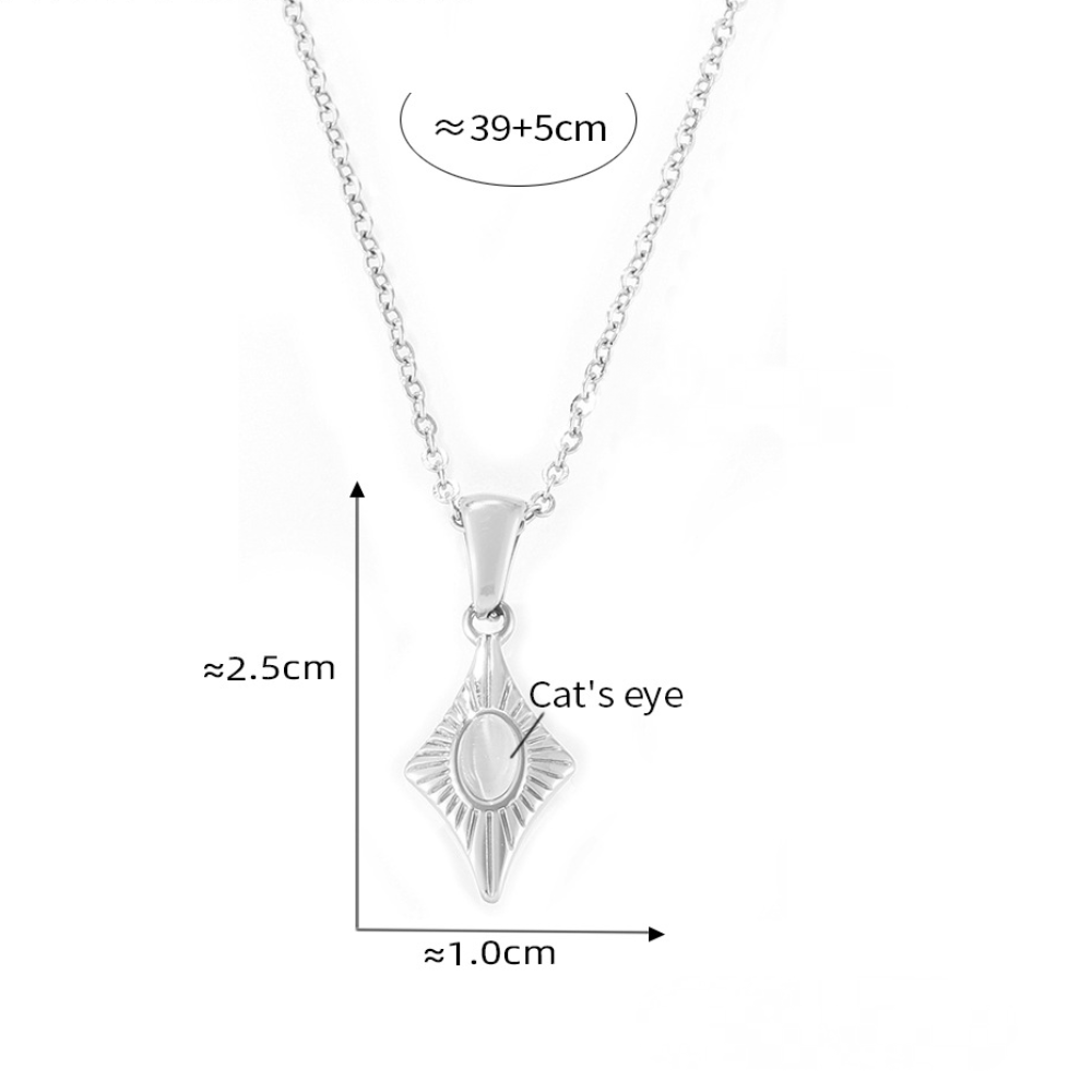 Four-pointed Star Cat's Eye Pendant Necklace Seashell Ring Jewelry Suit